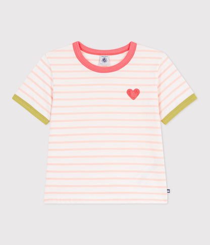 Tee-shirt enfant manches courtes en coton à rayures – F1