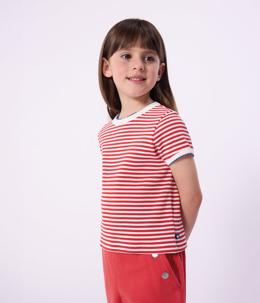Tee-shirt enfant manches courtes en coton à rayures – J1