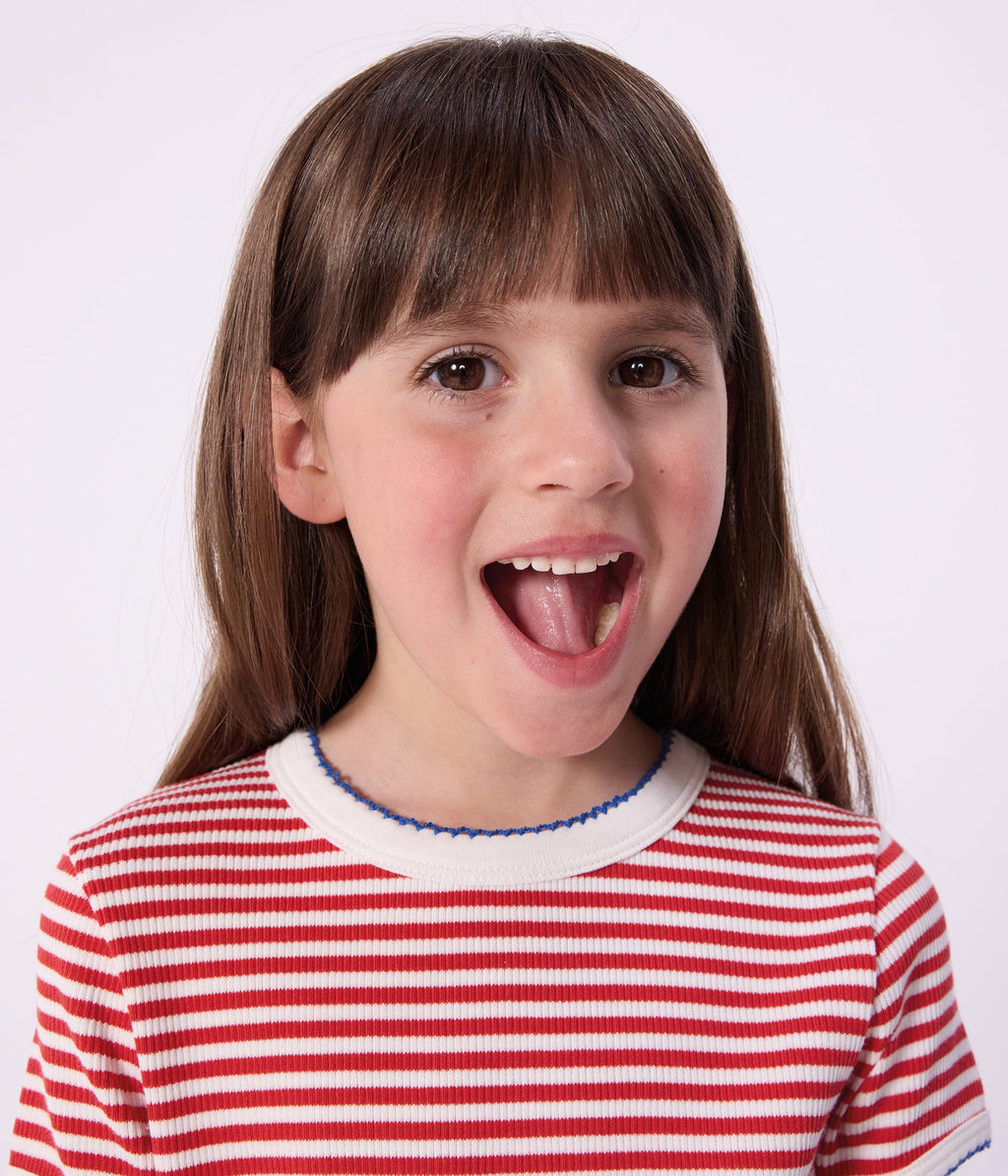 Tee-shirt enfant manches courtes en coton à rayures – J2
