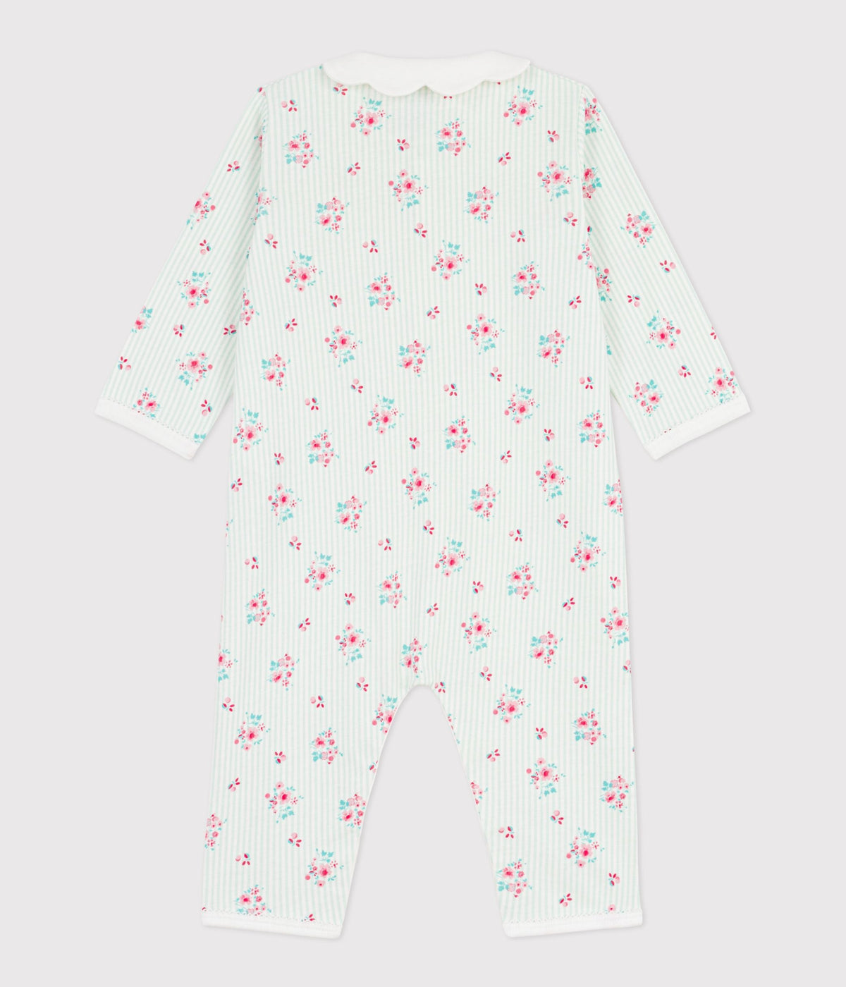Pyjama bébé en coton sans pieds à col imprimé fleuri – D1