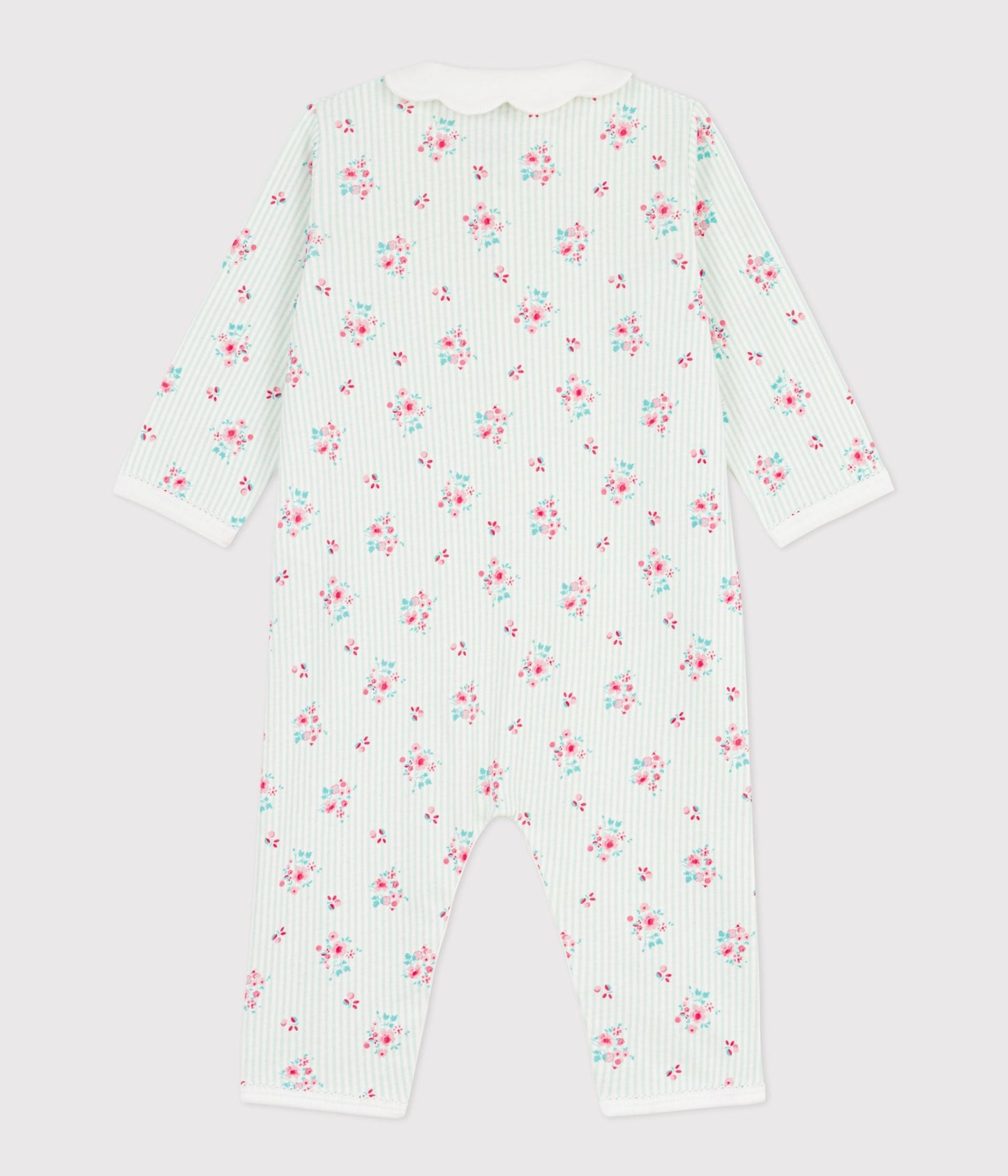 Pyjama bébé en coton sans pieds à col imprimé fleuri – D1