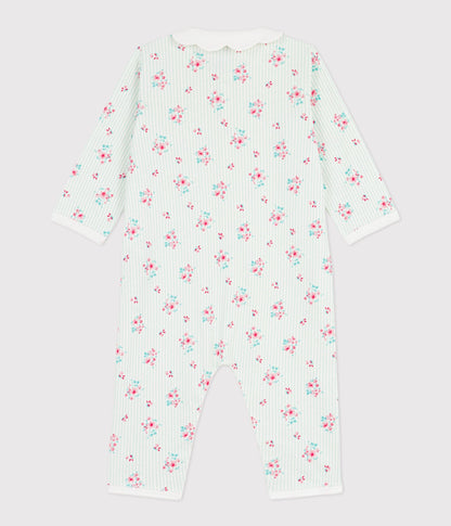 Pyjama bébé en coton sans pieds à col imprimé fleuri – D1