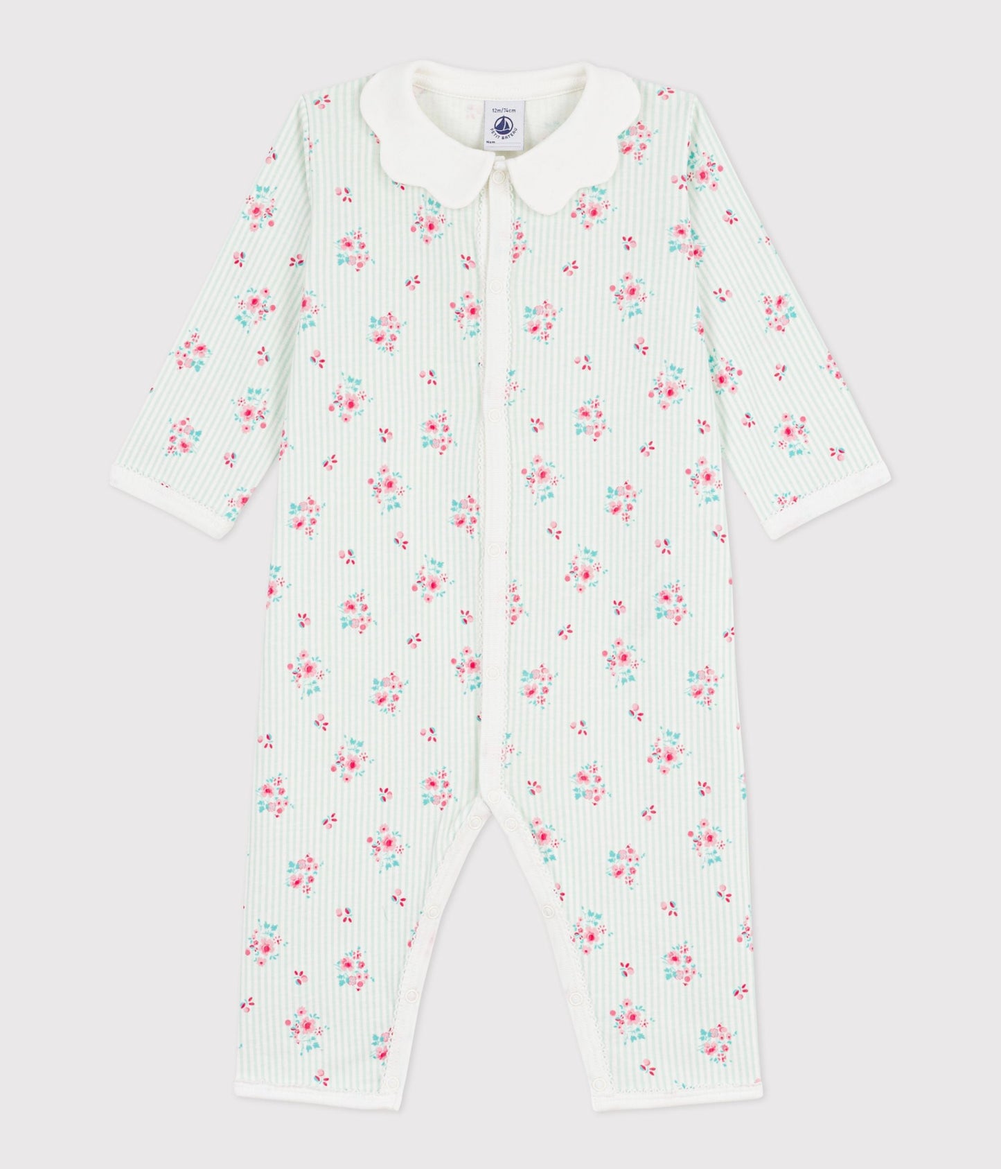 Pyjama bébé en coton sans pieds à col imprimé fleuri – F1