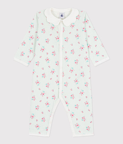 Pyjama bébé en coton sans pieds à col imprimé fleuri – F1