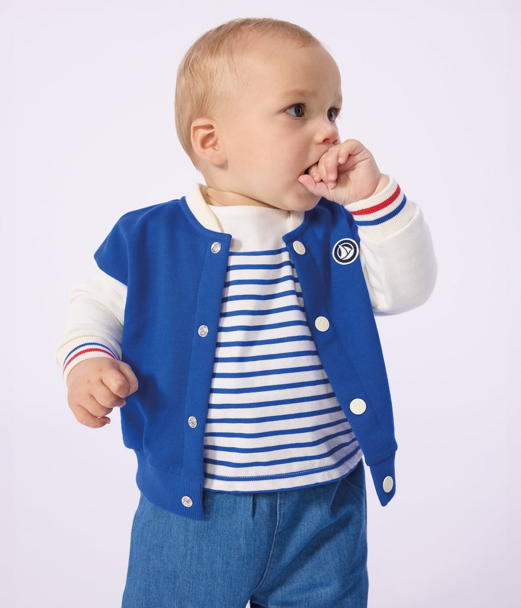 Veste teddy bébé en coton colorblock – J1