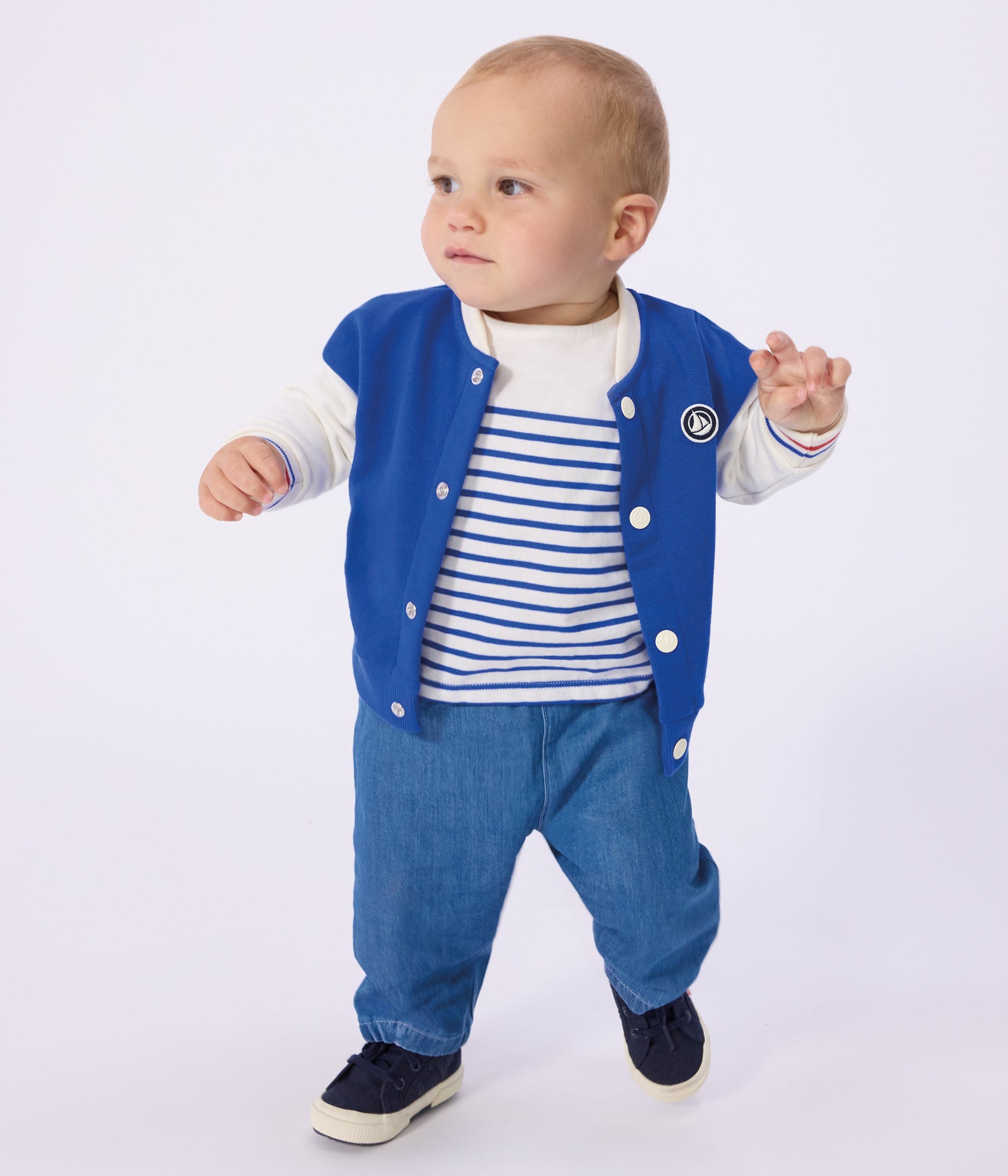 Veste teddy bébé en coton colorblock – J2