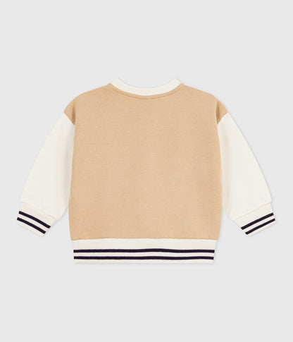 Veste teddy bébé en coton colorblock et badge – D1