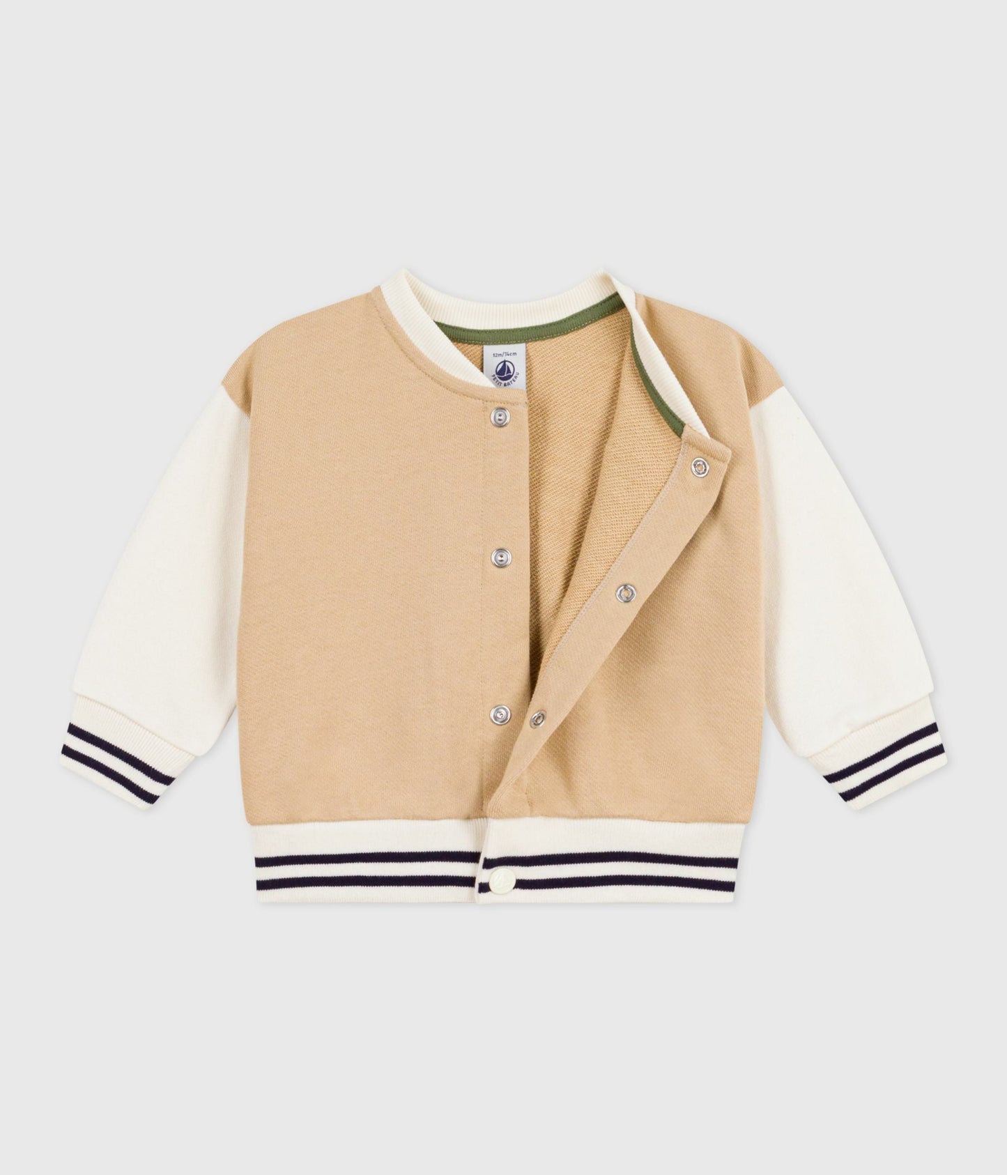 Veste teddy bébé en coton colorblock et badge – F2