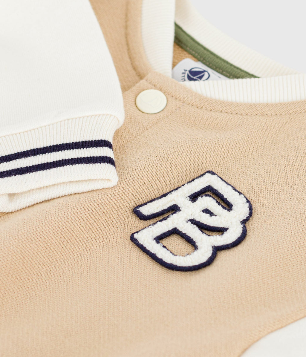 Veste teddy bébé en coton colorblock et badge – Z1