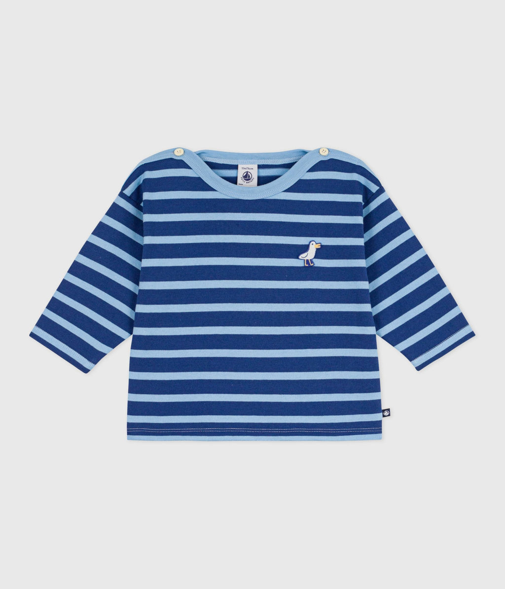 Marinière bébé en coton, badge mouette – F1