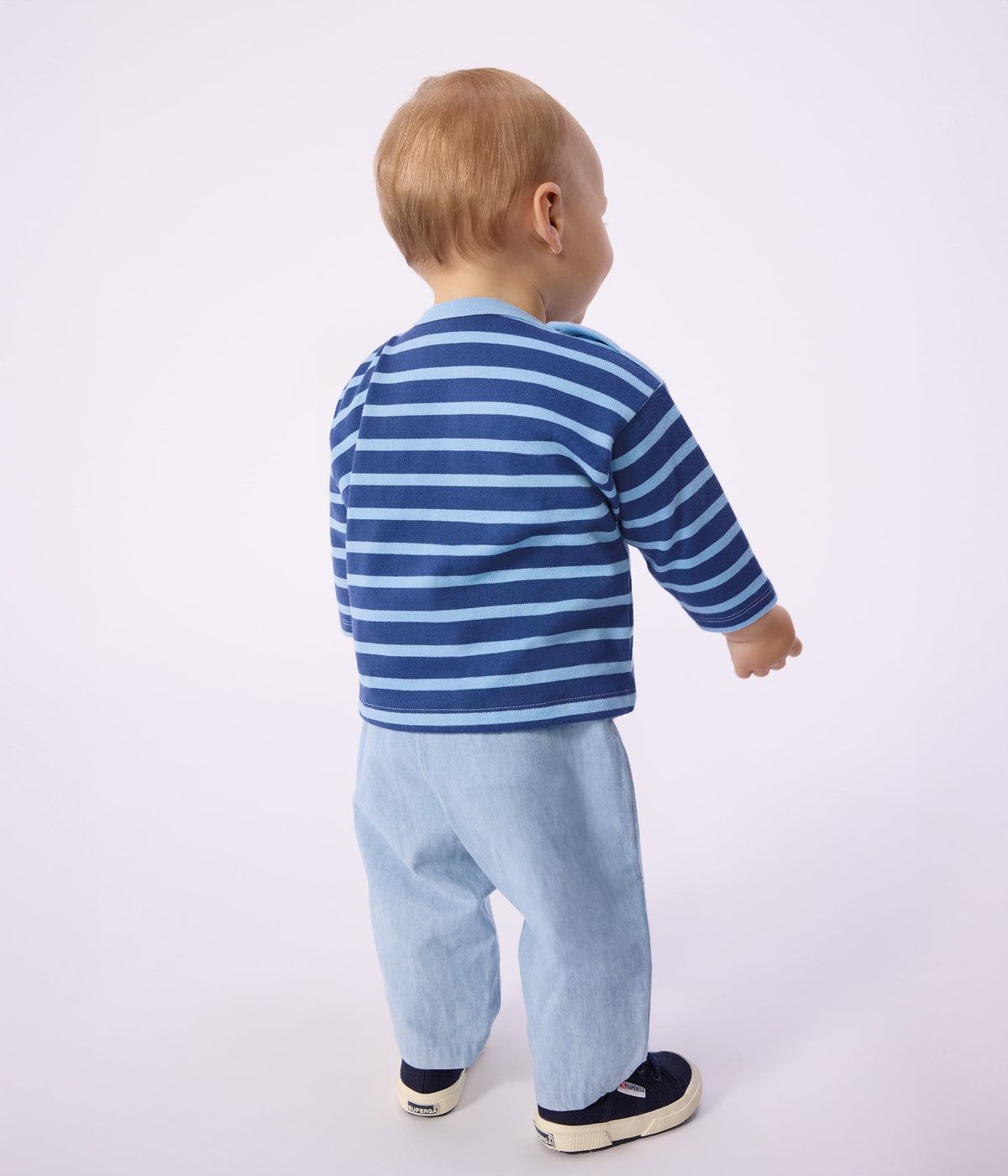 Marinière bébé en coton, badge mouette – J3