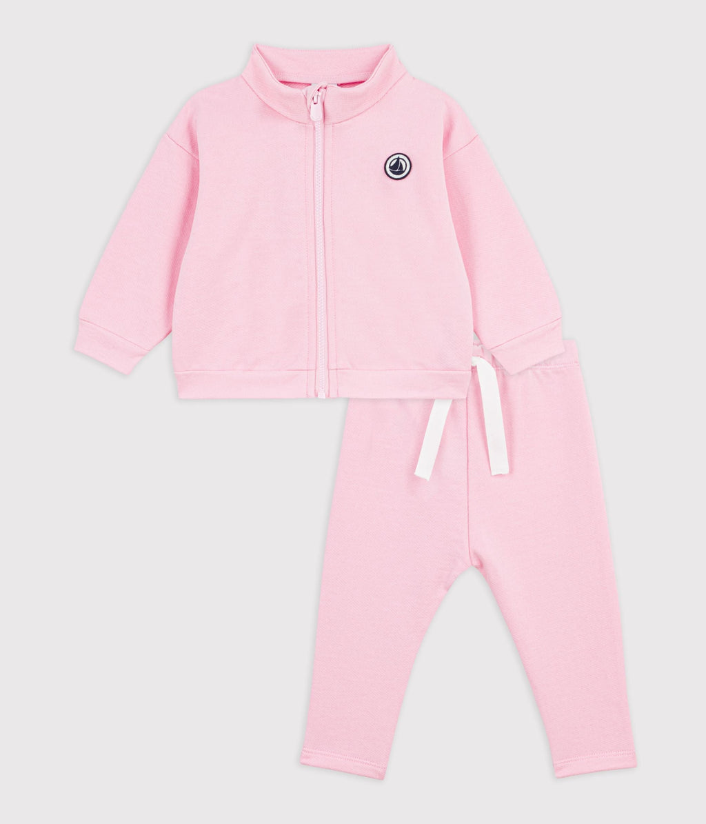 Ensemble sweatshirt et pantalon bébé en coton uni – F1
