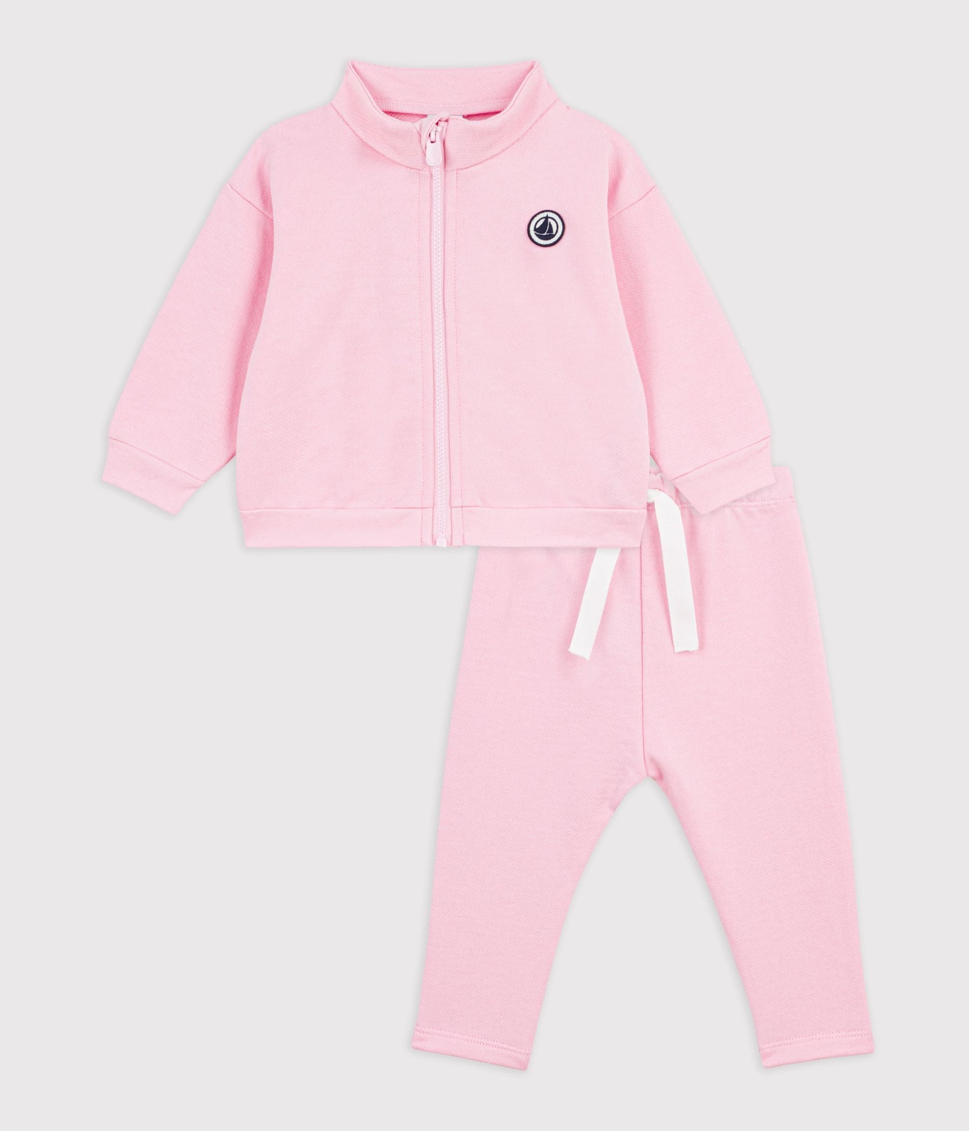 Ensemble sweatshirt et pantalon bébé en coton uni – F1