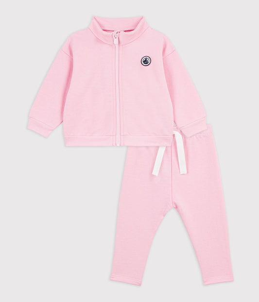 Ensemble sweatshirt et pantalon bébé en coton uni – F1