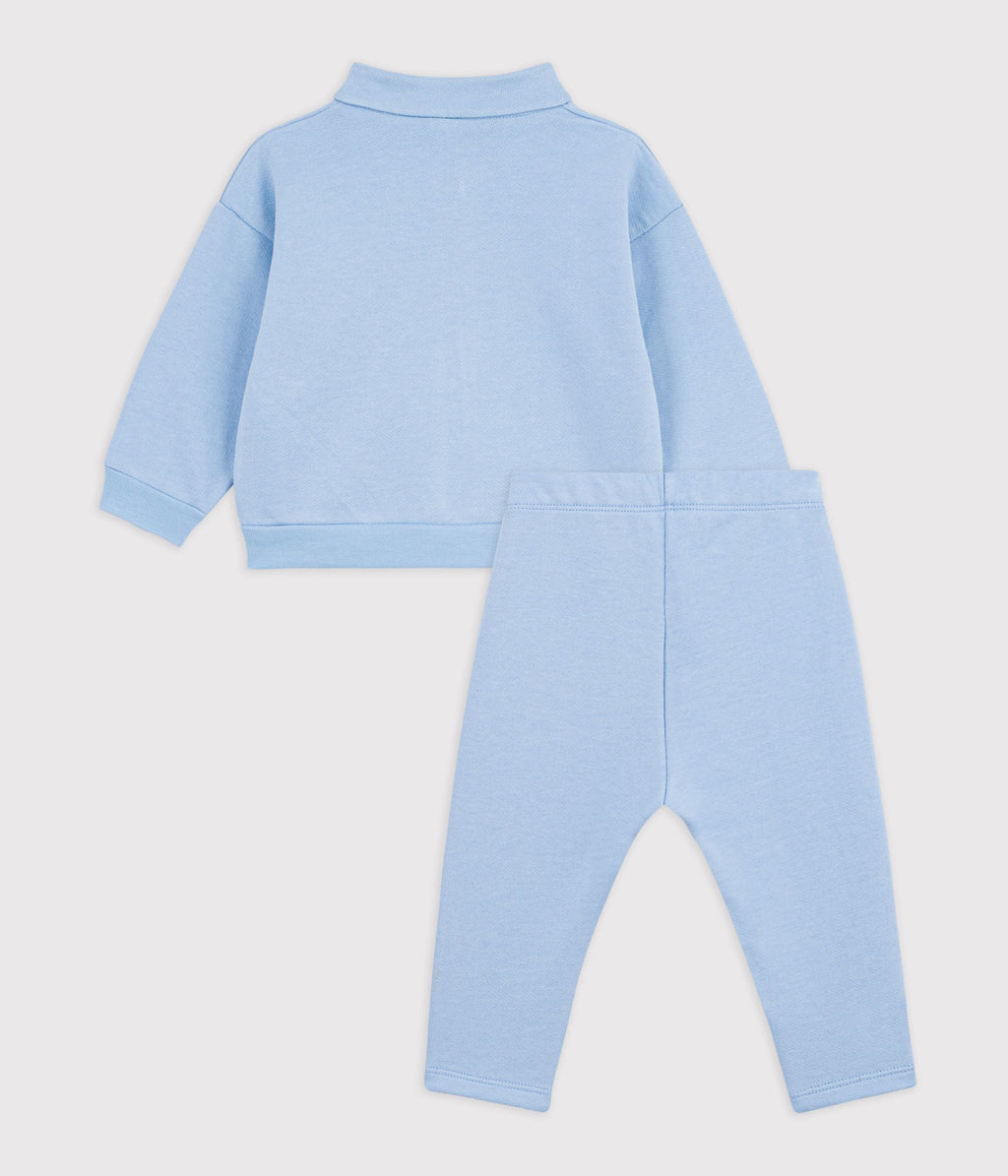Ensemble sweatshirt et pantalon bébé en coton uni – D1
