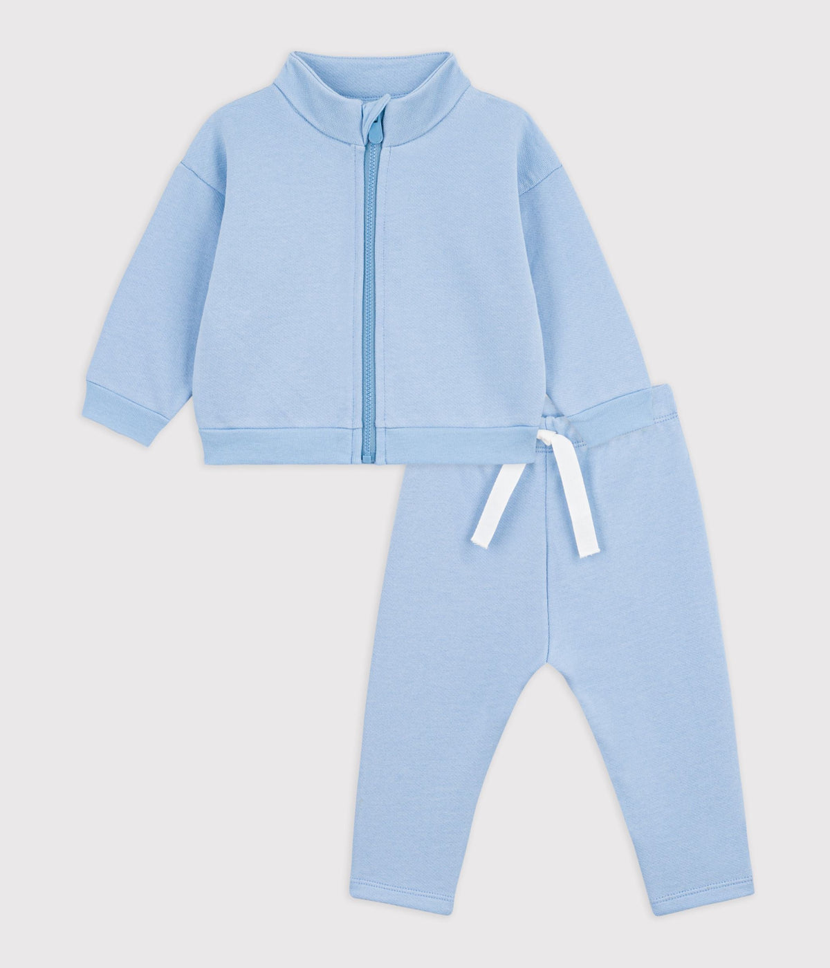 Ensemble sweatshirt et pantalon bébé en coton uni – F1