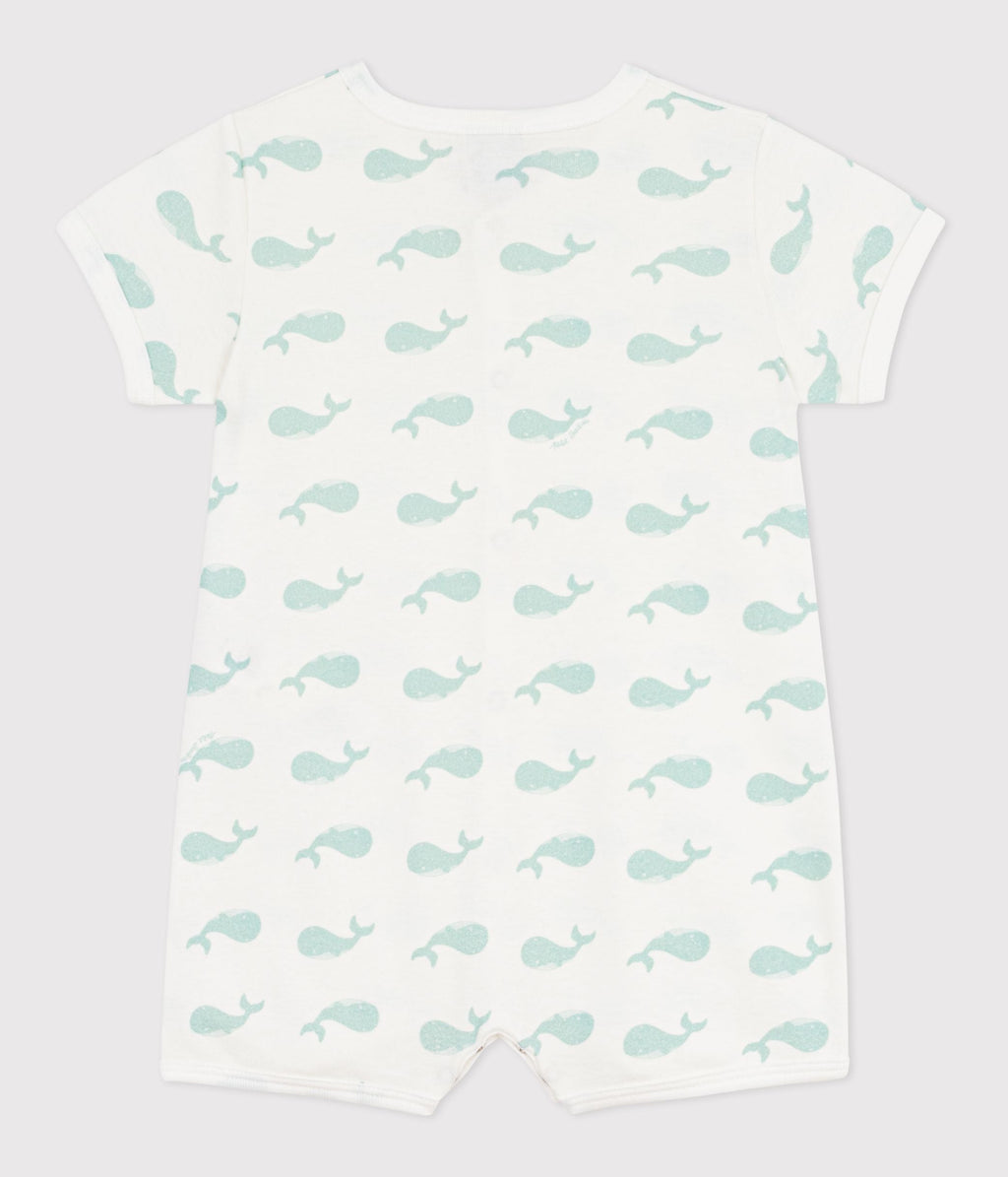 Combinaison courte bébé en coton imprimé baleine – D1