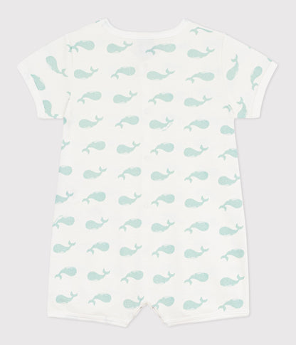 Combinaison courte bébé en coton imprimé baleine – D1