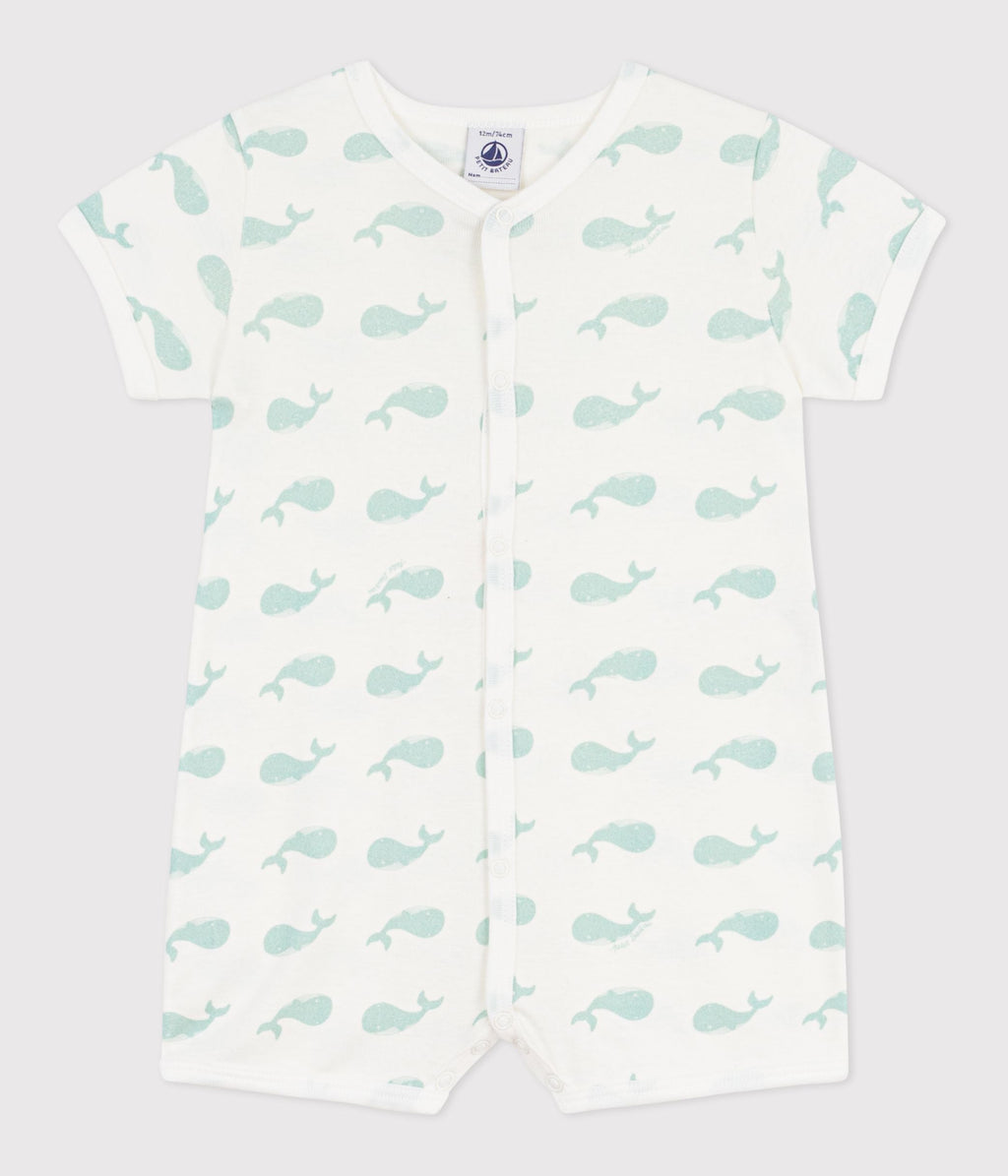 Combinaison courte bébé en coton imprimé baleine – F1
