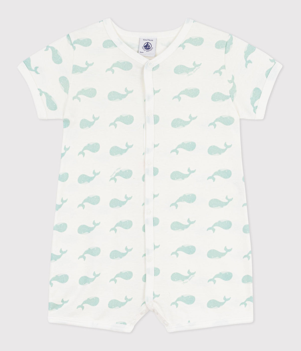 Combinaison courte bébé en coton imprimé baleine – F1