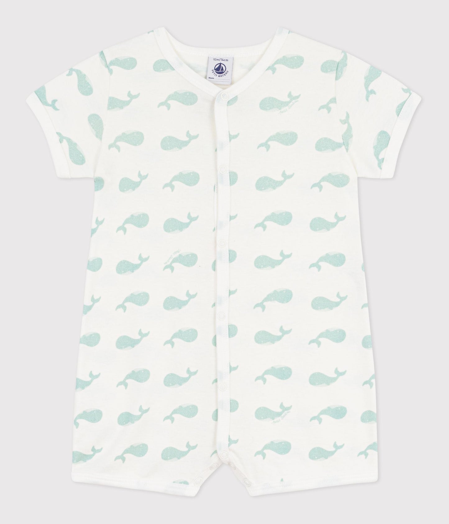 Combinaison courte bébé en coton imprimé baleine – F1