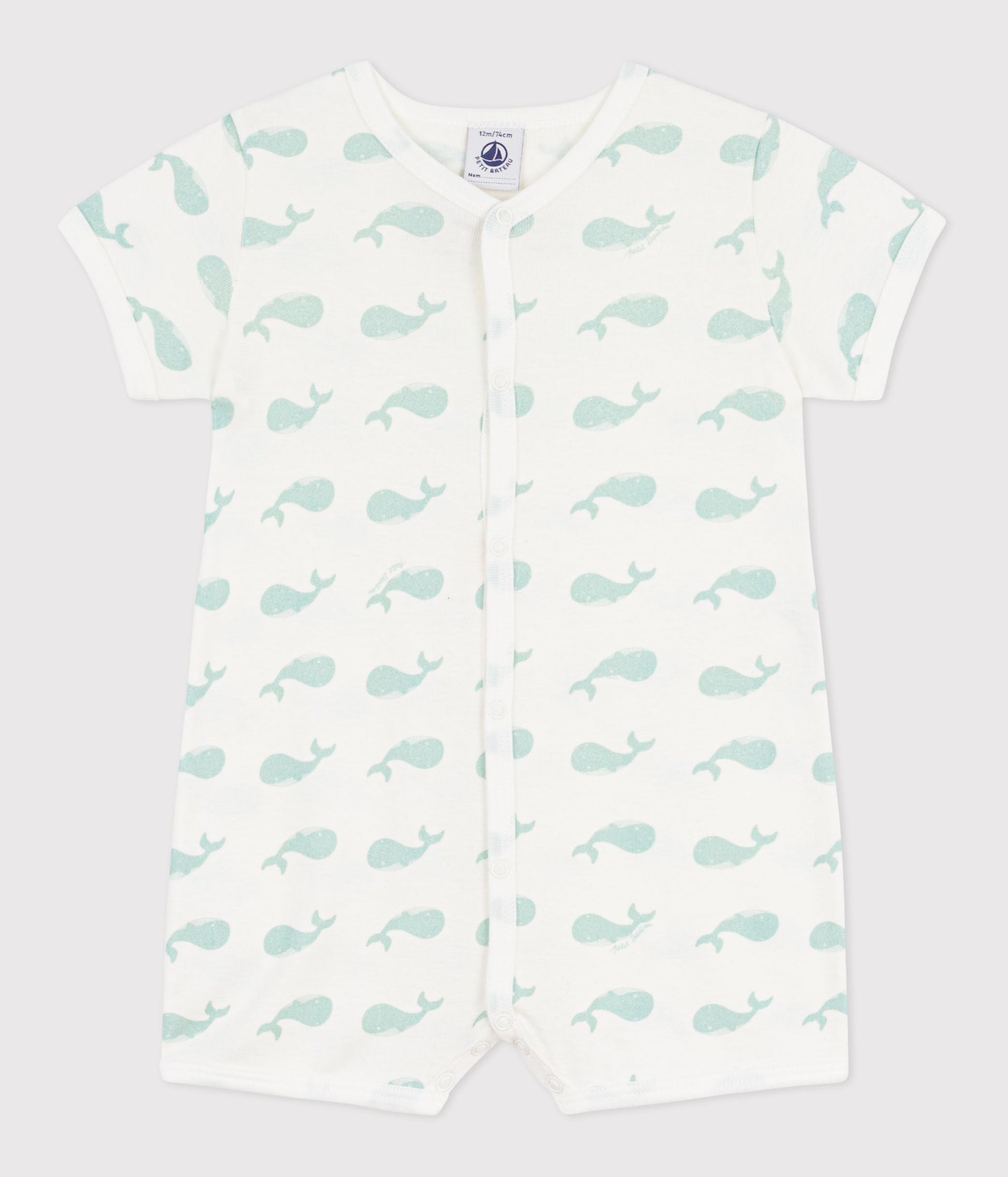 Combinaison courte bébé en coton imprimé baleine – F1