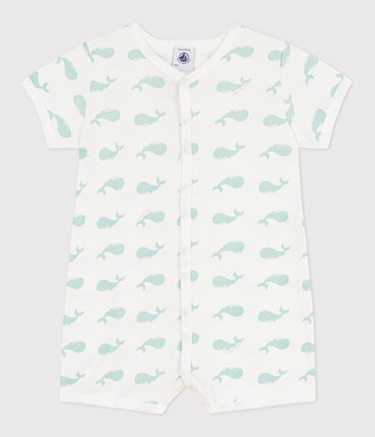 Combinaison courte bébé en coton imprimé baleine – F1