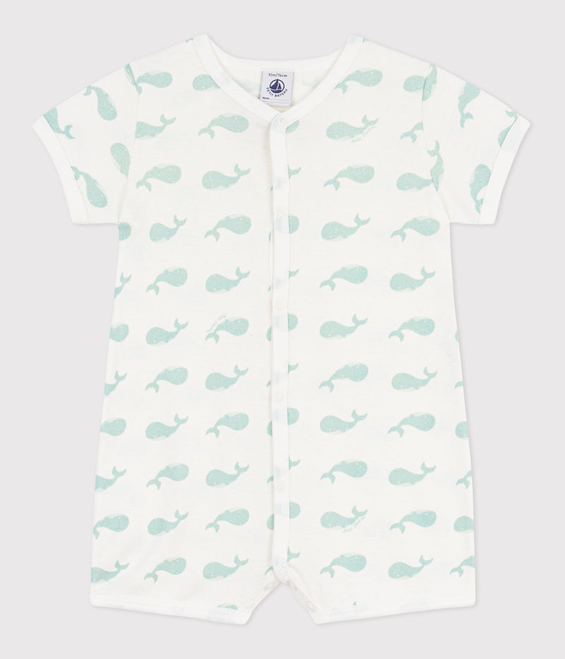Combinaison courte bébé en coton imprimé baleine – F1
