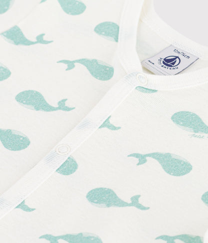 Combinaison courte bébé en coton imprimé baleine – Z1