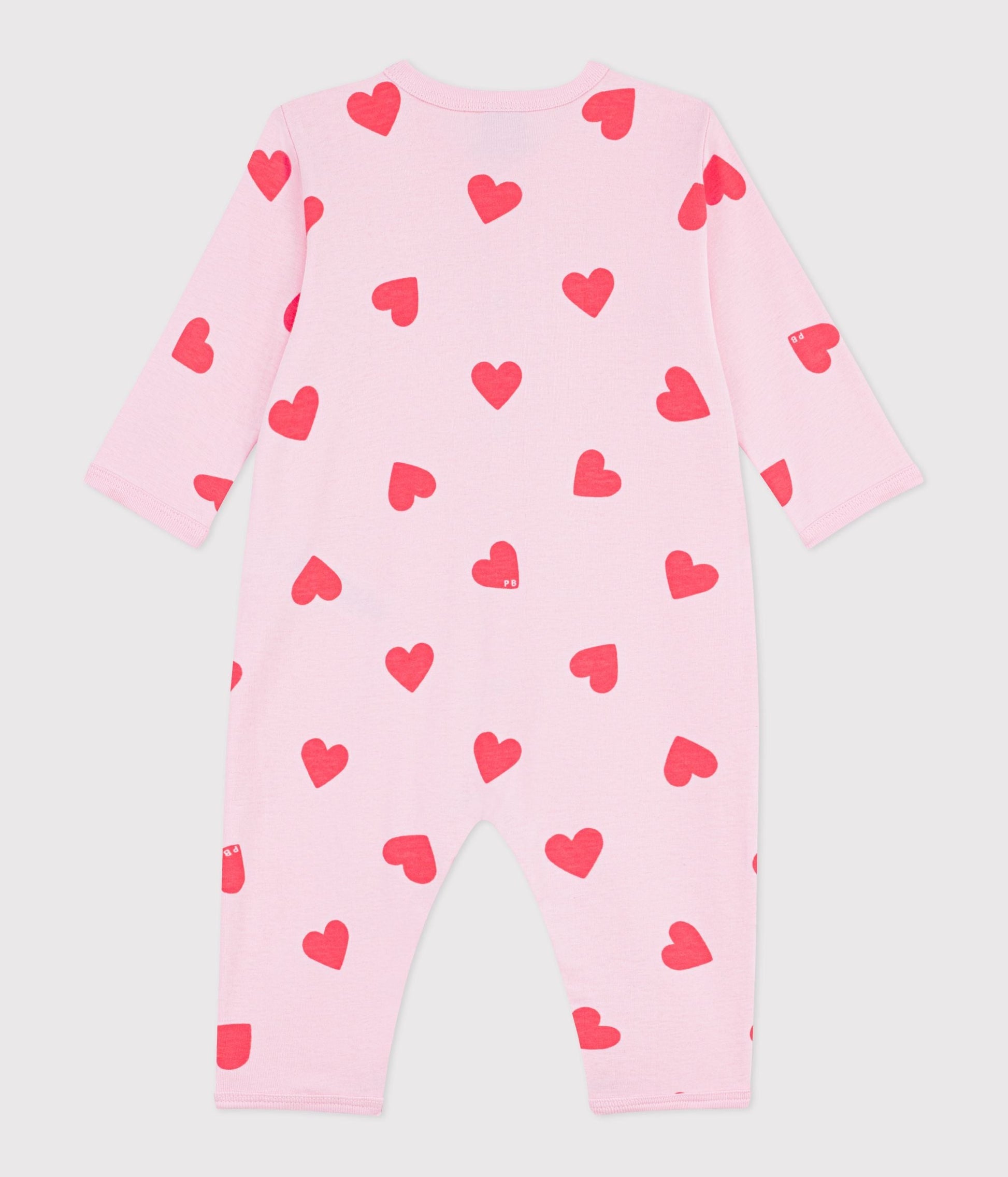 Pyjama bébé en coton sans pieds imprimé cœurs – D1