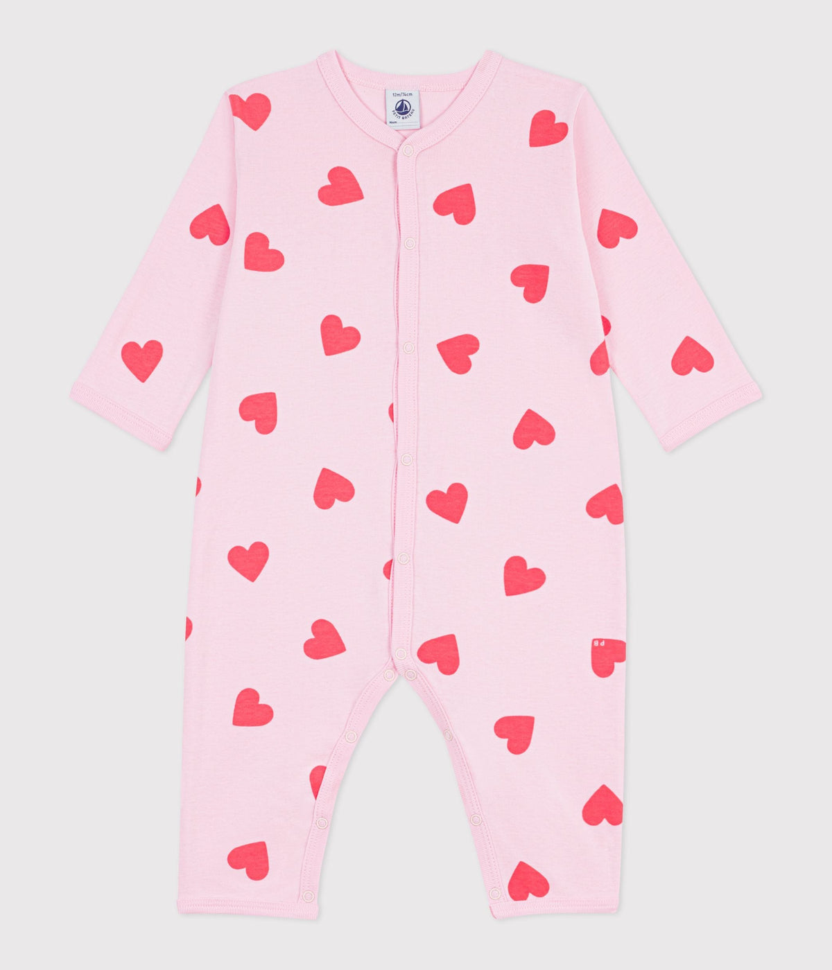 Pyjama bébé en coton sans pieds imprimé cœurs – F1