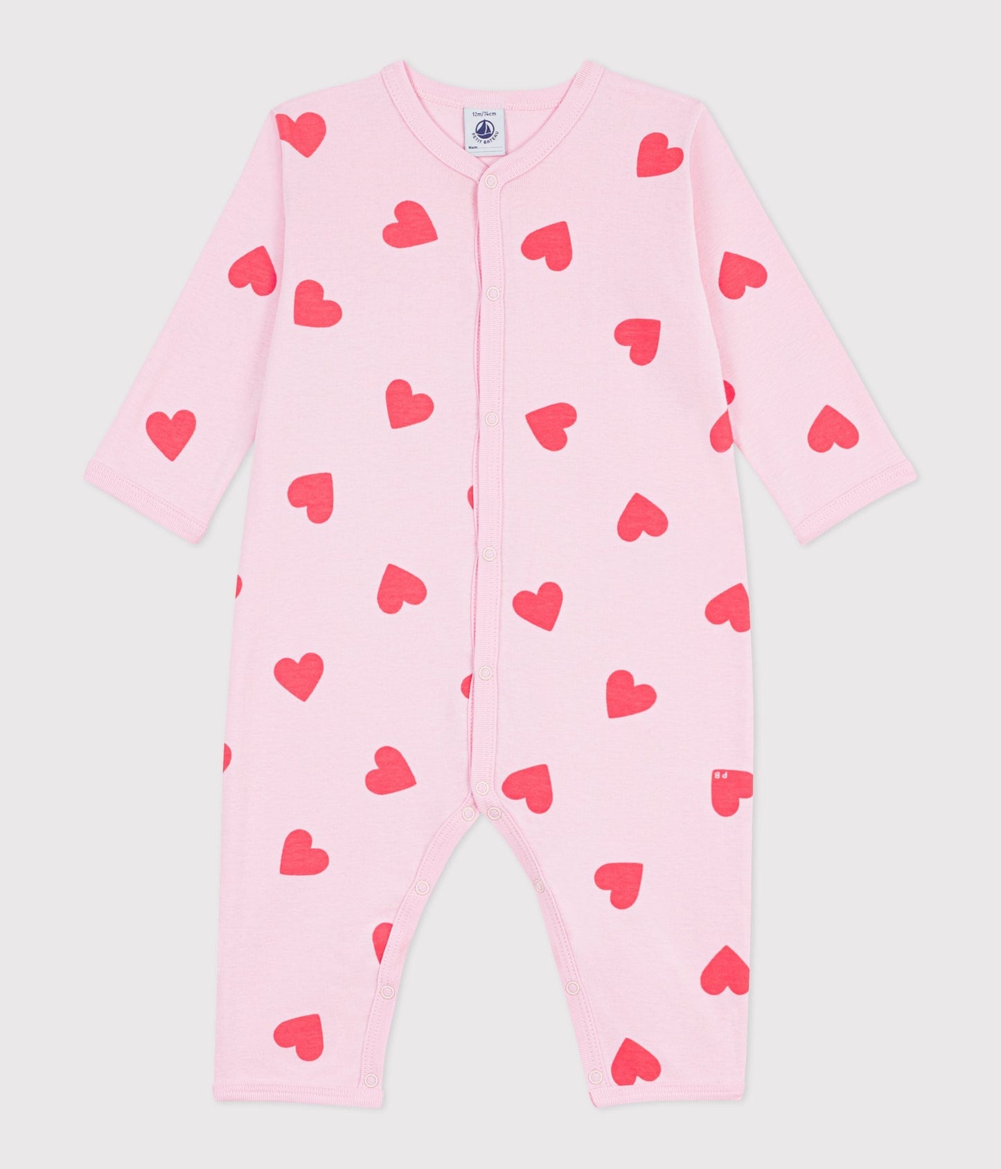 Pyjama bébé en coton sans pieds imprimé cœurs – F1