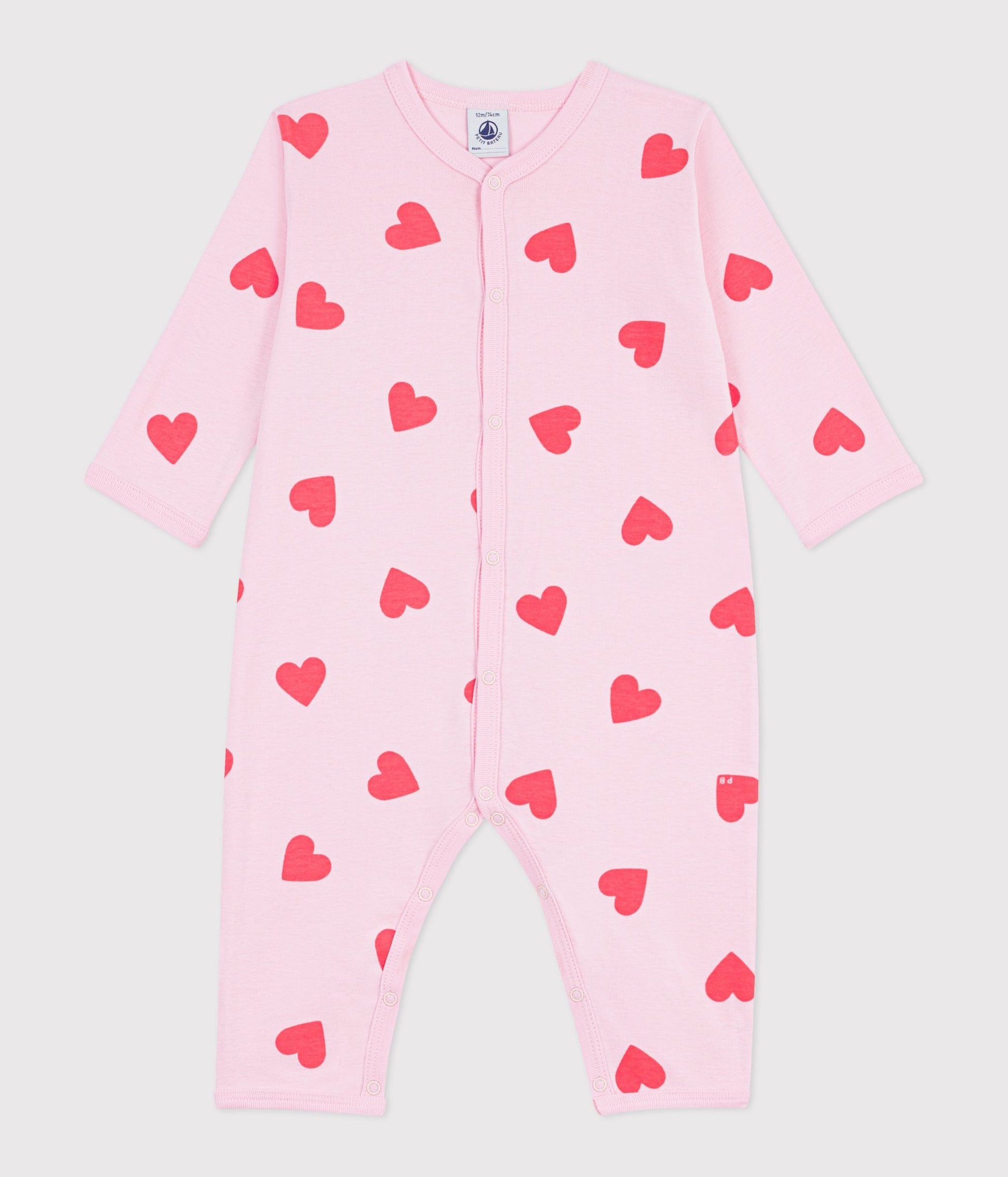 Pyjama bébé en coton sans pieds imprimé cœurs – F1