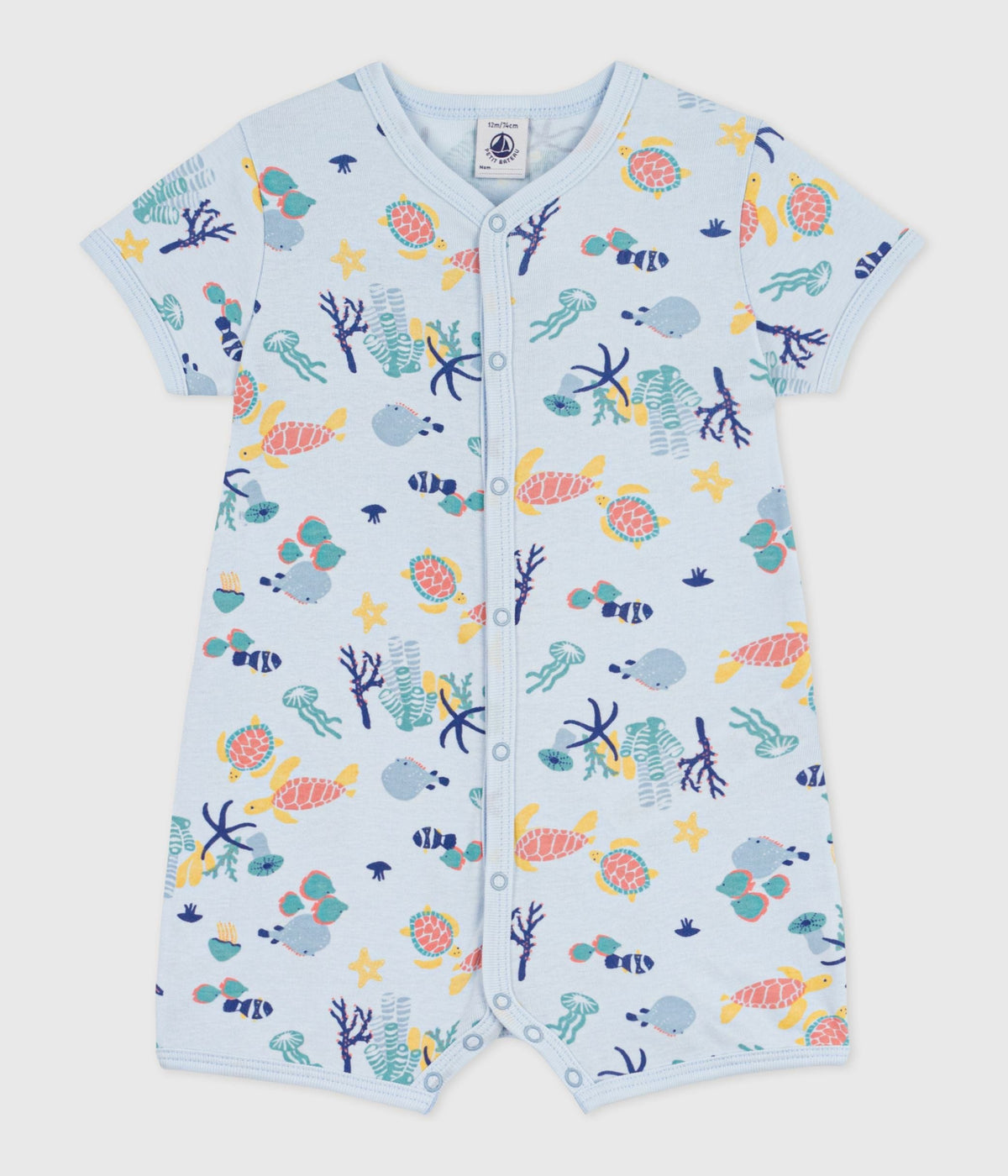 Combinaison courte bébé en coton imprimé marin phosphorescent – F1