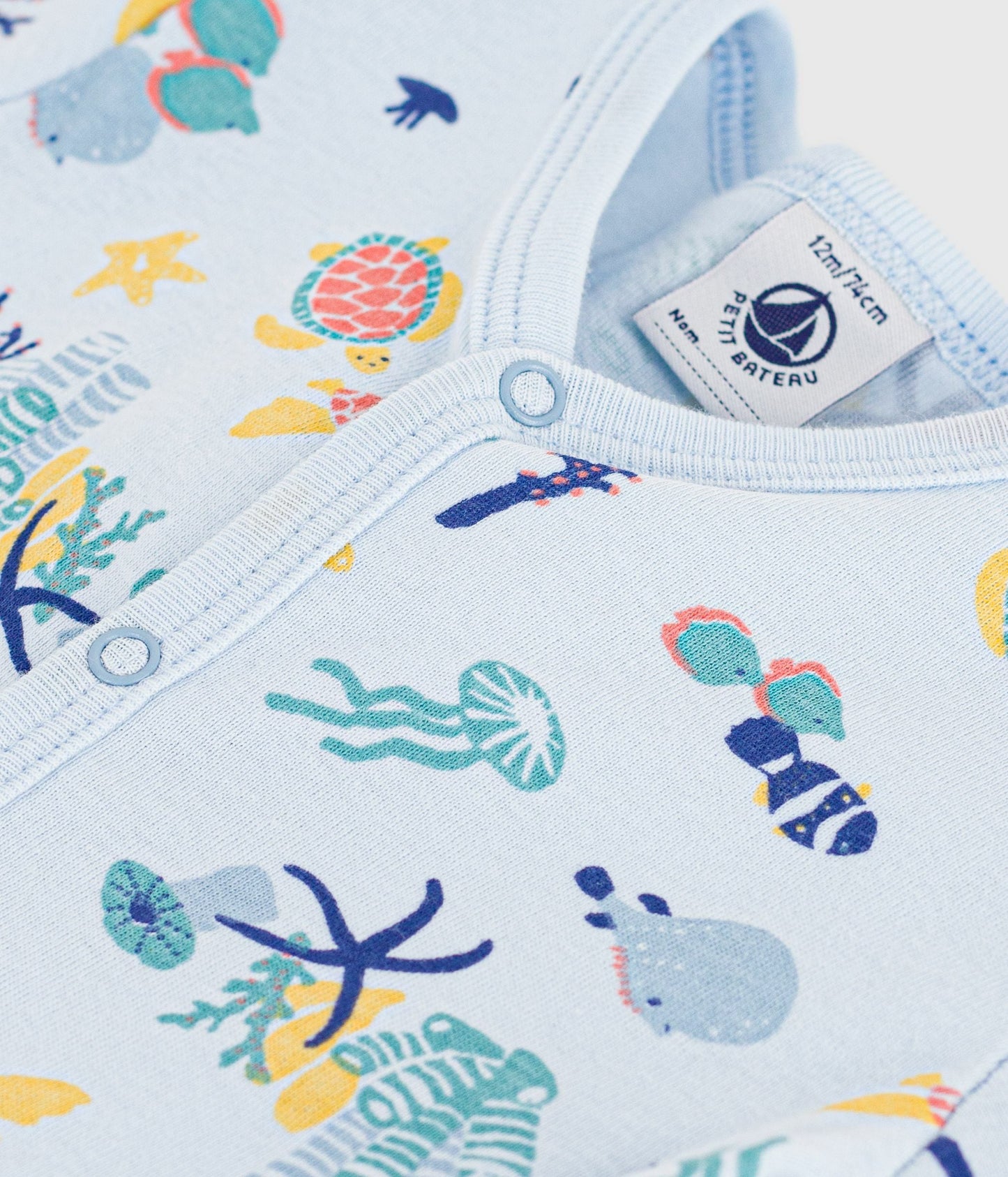 Combinaison courte bébé en coton imprimé marin phosphorescent – Z1