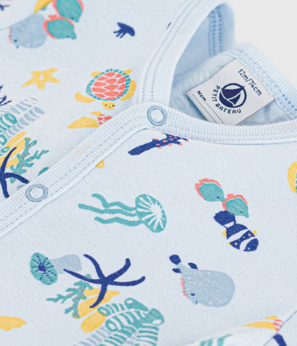 Combinaison courte bébé en coton imprimé marin phosphorescent – Z1