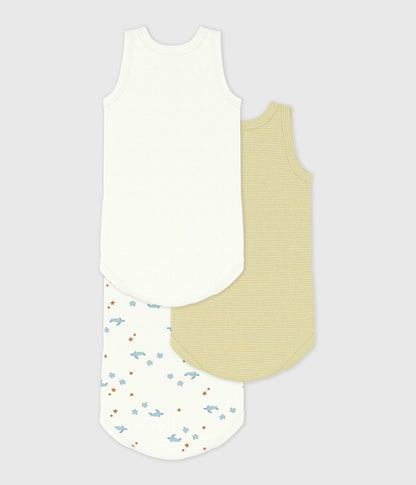 Lot de bodies sans manches en coton imprimé tortues bébé – D1