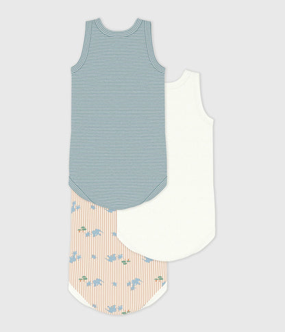 Lot de bodies sans manches en coton imprimé éléphants bébé – D1