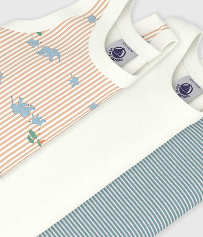 Lot de bodies sans manches en coton imprimé éléphants bébé – Z1