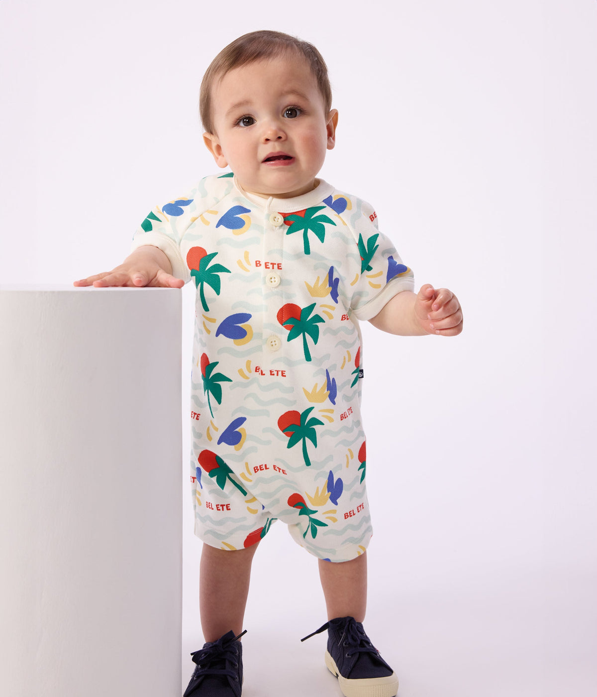 Combinaison courte bébé en coton imprimée – J1