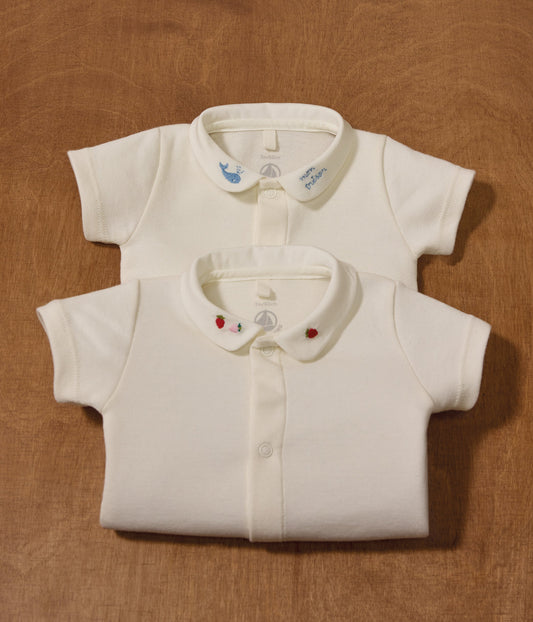 Body bébé manches courtes en coton, détails brodés – J1