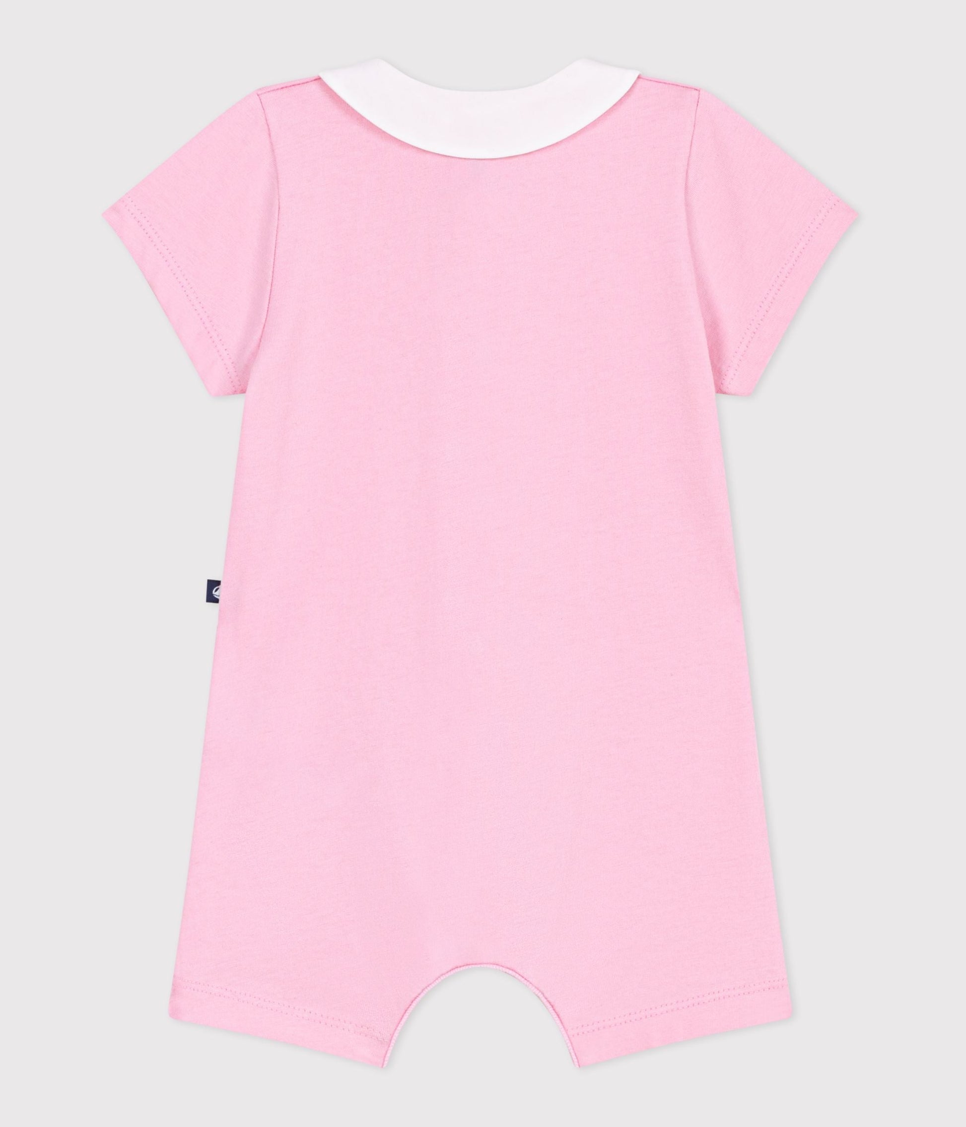 Combinaison courte bébé en coton, coeurs brodés au col – D1