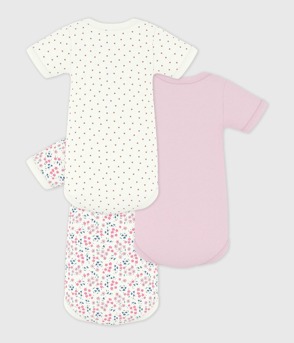 Lot de bodies manches courtes en coton imprimé fleuri bébé – D1