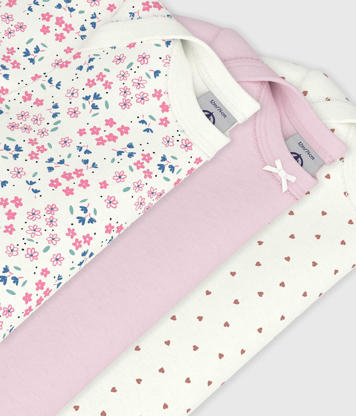 Lot de bodies manches courtes en coton imprimé fleuri bébé – Z1