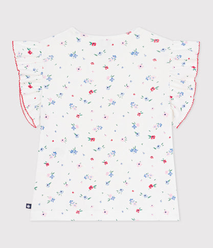Tee-shirt enfant manches courtes en coton imprimé fleurs – D1