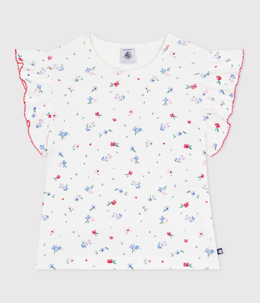 Tee-shirt enfant manches courtes en coton imprimé fleurs – F1