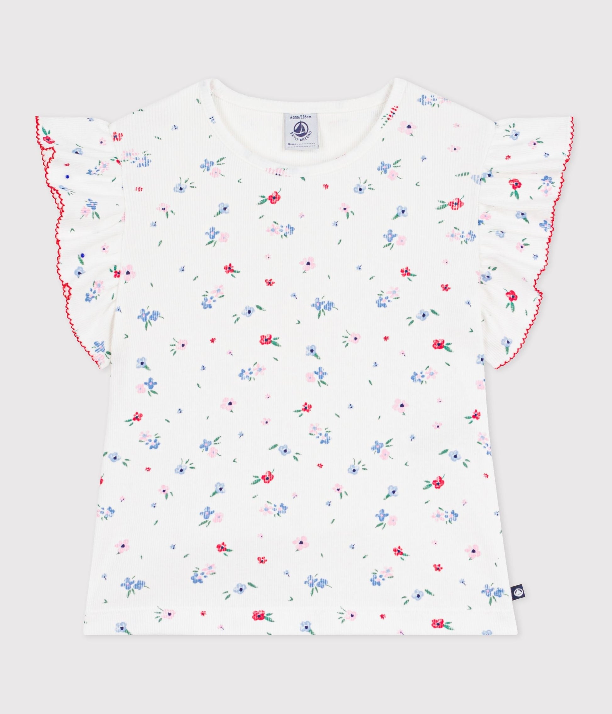 Tee-shirt enfant manches courtes en coton imprimé fleurs – F1