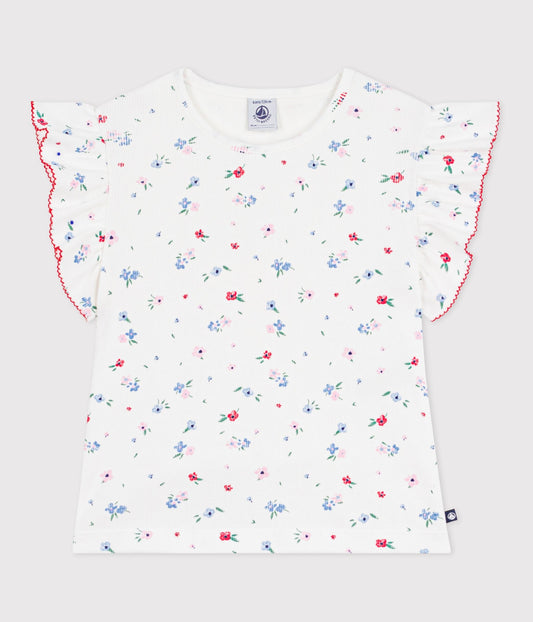 Tee-shirt enfant manches courtes en coton imprimé fleurs – F1
