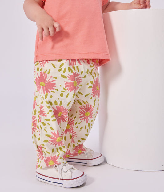 Pantalon bébé en coton imprimé fleurs – J1