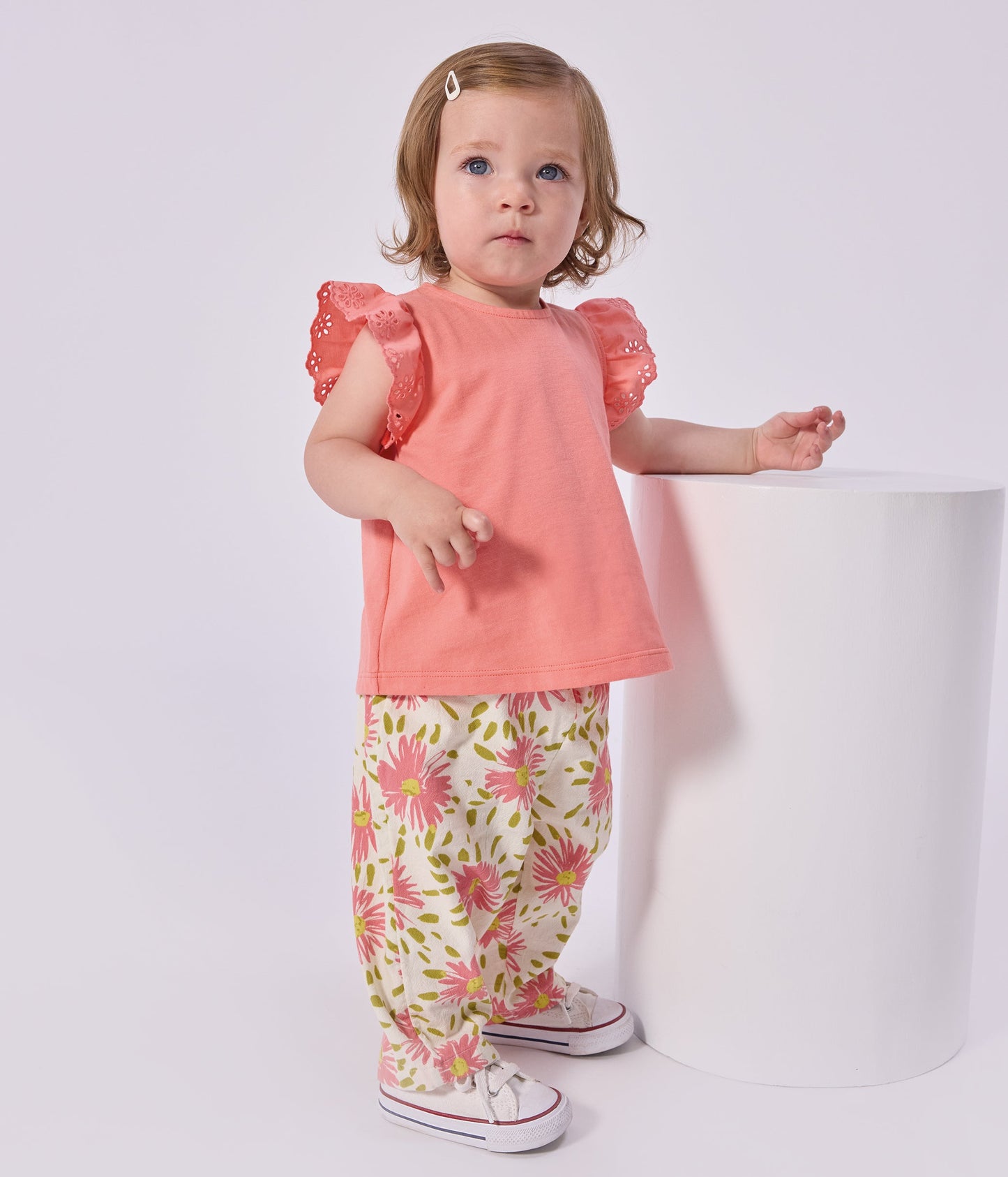 Pantalon bébé en coton imprimé fleurs – J2